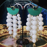 Turquoise Drop Earrings Vintage Fringe Beaded Promotional Earrings