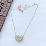 Vintage Silver Diamond Ice Chalcedony Love Pendant Necklace