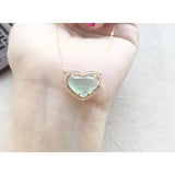 Vintage Silver Diamond Ice Chalcedony Love Pendant Necklace