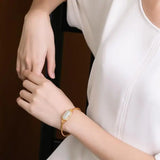 Geometric Shape Hetian Jade Bracelet - Retro Silver Jewelry