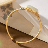 Geometric Shape Hetian Jade Bracelet - Retro Silver Jewelry