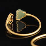 Vintage Silver Inlaid Hetian Jade Bracelet Chinese Retro Lady Jewelry