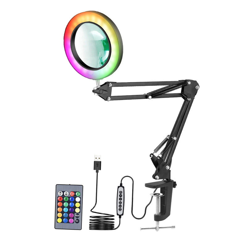 5X USB LED Magnifying Glass 3 Colors Magnifier Lamp Loupe