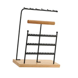 Wooden Base Desktop Jewelry Organizer for Rings & Necklaces