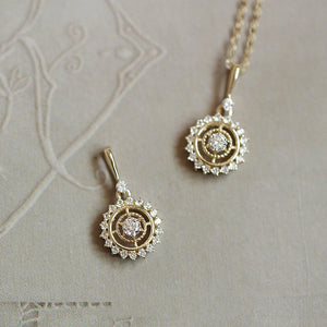 Destiny Compass 925 Silver 14K Necklace Zirconia Diamond Pendant