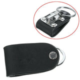 Men PU Leather Steel Keyring Belt Clip Holder Keyring