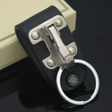 Men PU Leather Steel Keyring Belt Clip Holder Keyring