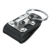 Men PU Leather Steel Keyring Belt Clip Holder Keyring