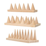 Wooden Ring Display Stand Holder Cone Shape for Showcase Dresser Tabletop