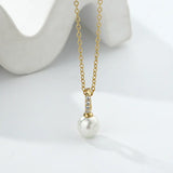 Sterling Silver Pearl Dangle Earrings & Pendant Necklace Set