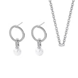 Sterling Silver Pearl Dangle Earrings & Pendant Necklace Set