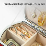 Detachable Faux Leather Rings Earrings Jewelry Box