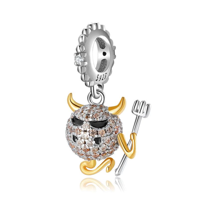Devil Beads Halloween 925 Silver Pendant Necklace Bracelet Set