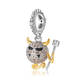 Devil Beads Halloween 925 Silver Pendant Necklace Bracelet Set