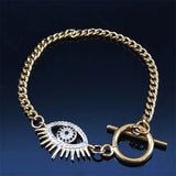 Copper Zircon Pendant Bracelet Stainless Steel Chain Boho Charm Bracelet