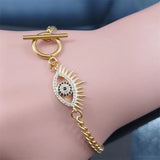 Copper Zircon Pendant Bracelet Stainless Steel Chain Boho Charm Bracelet