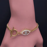 Copper Zircon Pendant Bracelet Stainless Steel Chain Boho Charm Bracelet
