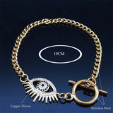Copper Zircon Pendant Bracelet Stainless Steel Chain Boho Charm Bracelet
