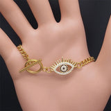 Copper Zircon Pendant Bracelet Stainless Steel Chain Boho Charm Bracelet
