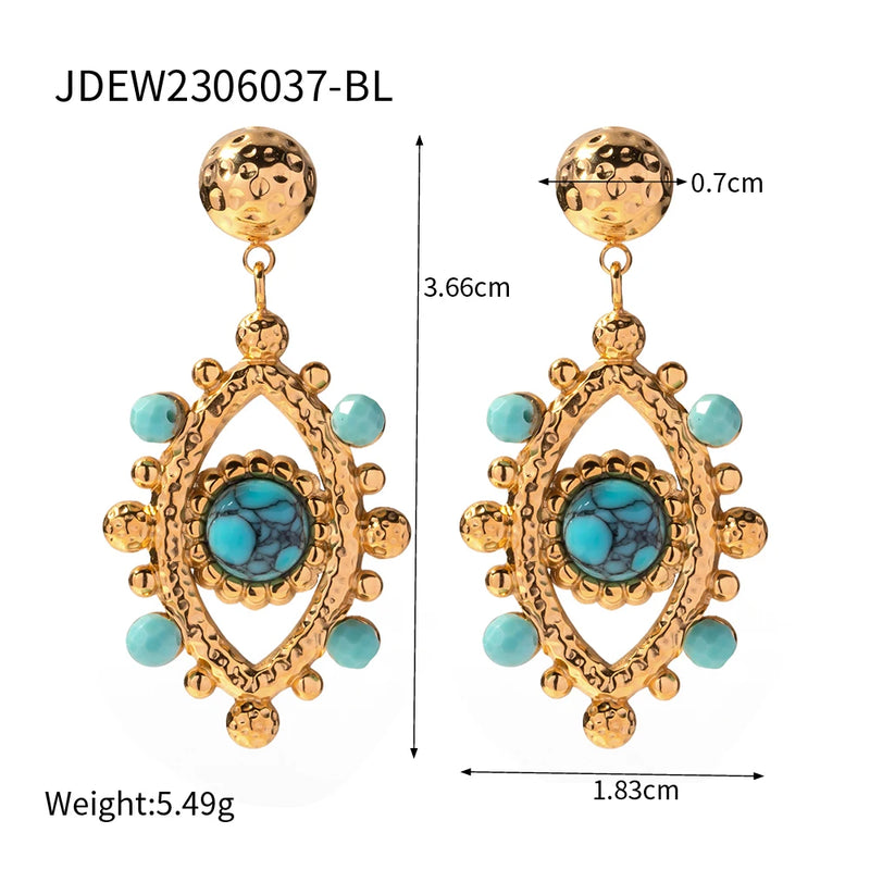 Devil's Eye Pendant Earrings with Pearls 18K Plated Stainless Steel