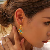 Devil's Eye Pendant Earrings with Pearls 18K Plated Stainless Steel