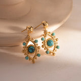 Devil's Eye Pendant Earrings with Pearls 18K Plated Stainless Steel
