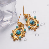 Devil's Eye Pendant Earrings with Pearls 18K Plated Stainless Steel