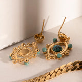 Devil's Eye Pendant Earrings with Pearls 18K Plated Stainless Steel