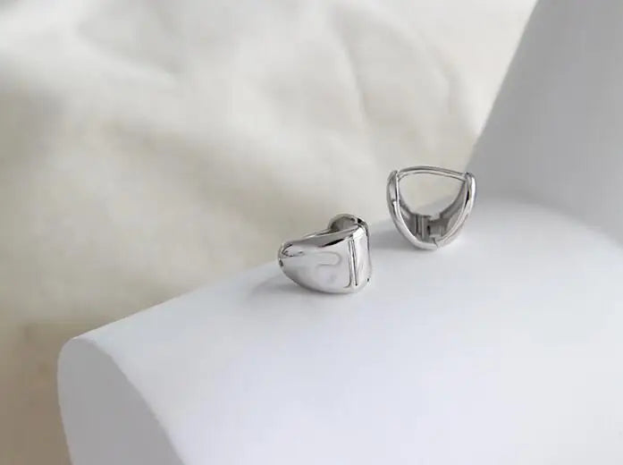925 Silver Triangle Hoop Huggie Earrings