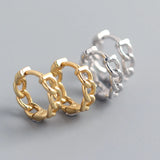 9mm 14K Light Style Silver Link Chain Hoop Earrings for Women