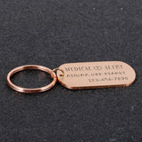 Medical Alert Keychain for Diabetes Asthma Mental Patients