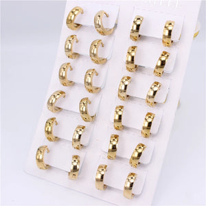 Stainless Steel Buckle Earrings 12mm-20mm Sizes 12 Pairs/Piece