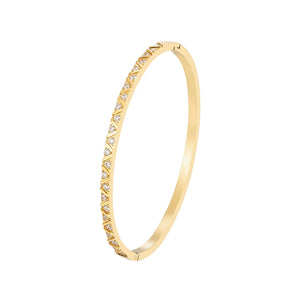 Stainless Steel Strip Zircon Bangle Bracelet Jewelry For Women