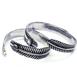 Clear Stone Feather Bracelet Biker Bracelet 316L Stainless Steel