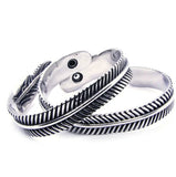 Clear Stone Feather Bracelet Biker Bracelet 316L Stainless Steel
