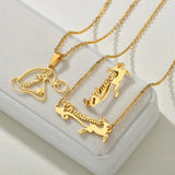 Diamond Custom Pendant Necklaces Letter Name Deer Necklace