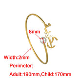 Personalized Name Bead Bangle Stainless Steel Open Love Bangle