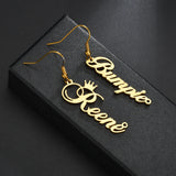 Custom Name Letter Earrings for Women Sideway Stainless Steel