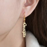 Custom Name Letter Earrings for Women Sideway Stainless Steel