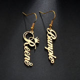 Custom Name Letter Earrings for Women Sideway Stainless Steel
