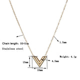Stainless Steel V Necklace For Women Letter Pendant Necklace