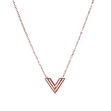 Stainless Steel V Necklace For Women Letter Pendant Necklace
