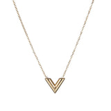 Stainless Steel V Necklace For Women Letter Pendant Necklace