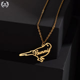 Diamond Custom Name Necklace Bird Shape Choker Chain Pendant