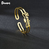 Personalized Name Bangle Stainless Steel Heart Bangle