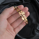 Personalized Name Bangle Stainless Steel Heart Bangle