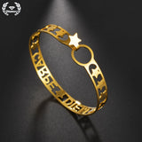 Diamon Personalized Stainless Steel bracelets Name Stars Couple Bangle
