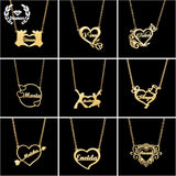 Personalized Diamond Necklace Stainless Steel Heart Letter Custom Name