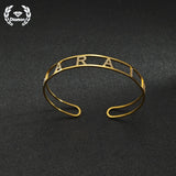 Personalized Zircon Letters Stainless Steel Bracelets Name Bangle Jewelry