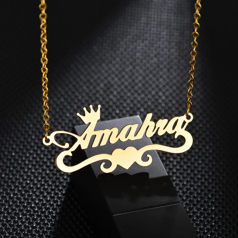 Personalized Diamond Heart Name Necklace for Women